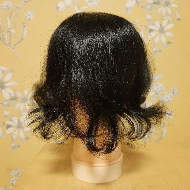 ローズ　ショートカールヘア 頭頂ウィッグ　自然色　人工皮膚付き