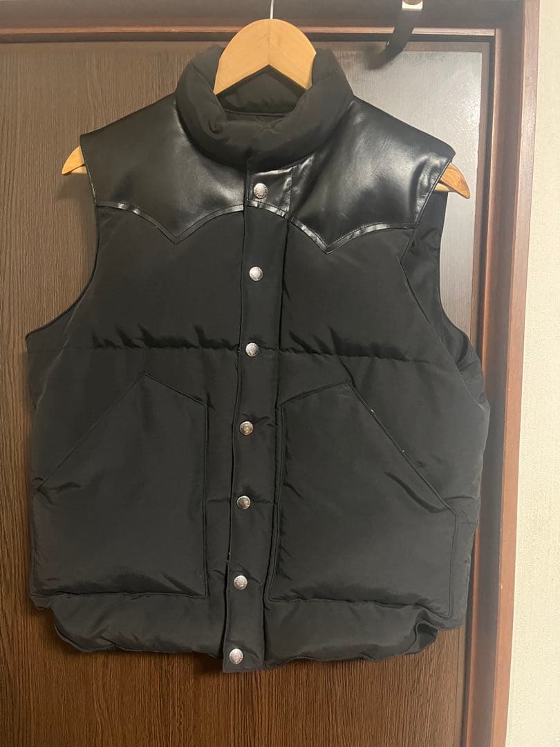 Sugar Cane ( シュガーケーン ) レザーヨークダウンベスト　ブラック