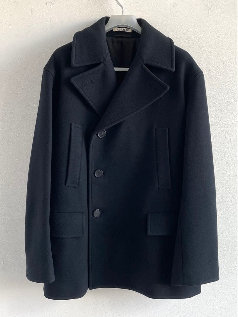 AURALEE ブラック ウール ピーコート