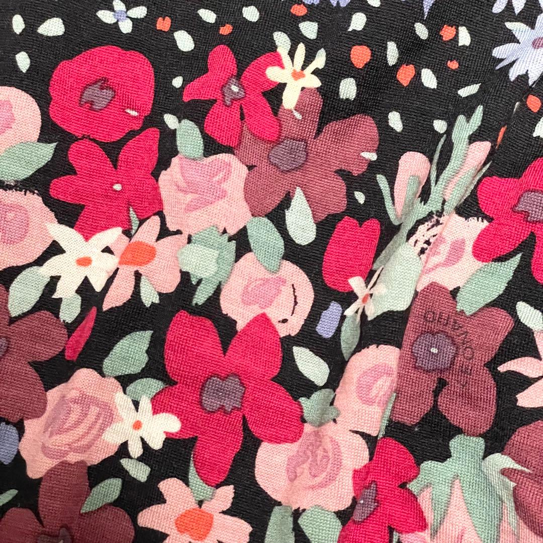 美品 レオナール ロングワンピース 花柄 タートルネック 3 毛 マルチカラー