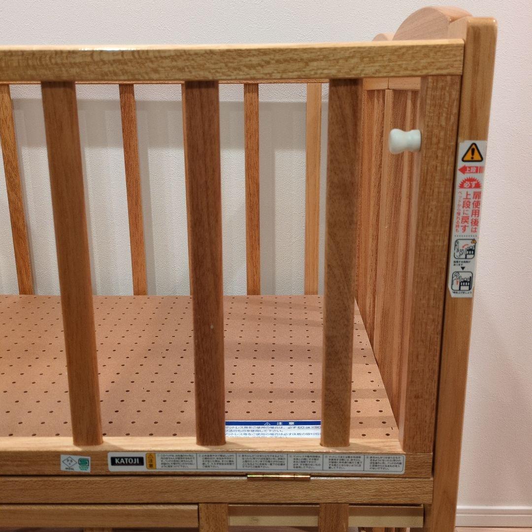 【千葉市 手渡し限定】KATOJI 木製オープンタイプベビーベッド　60×90
