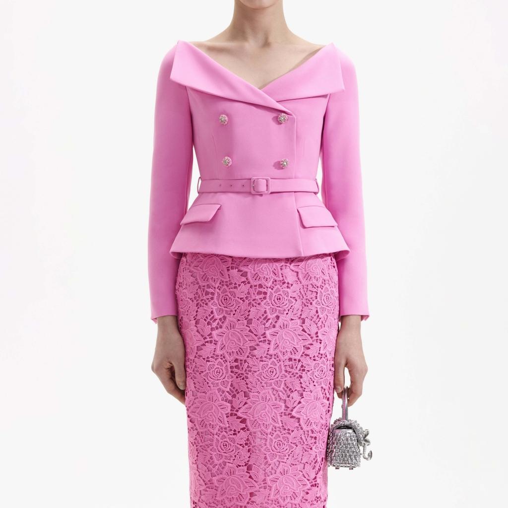 R*A様 セルフポートレイト テーラード ワンピース レース ピンク UK8 未