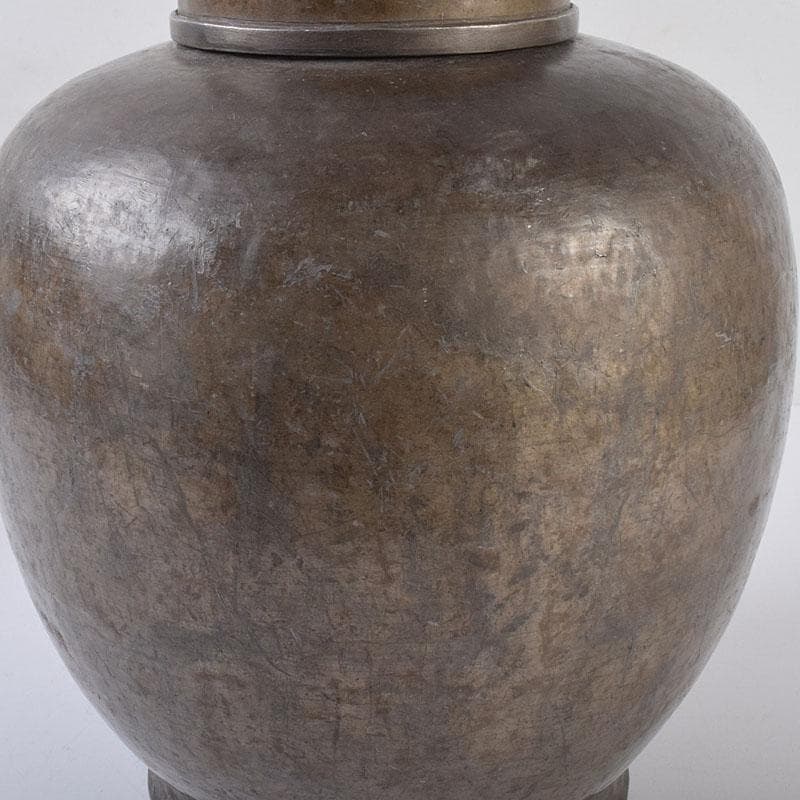 くろむ　古錫　鮎銅銘　大茶壷　茶心壷　重さ約1711ｇ　M　R8997H