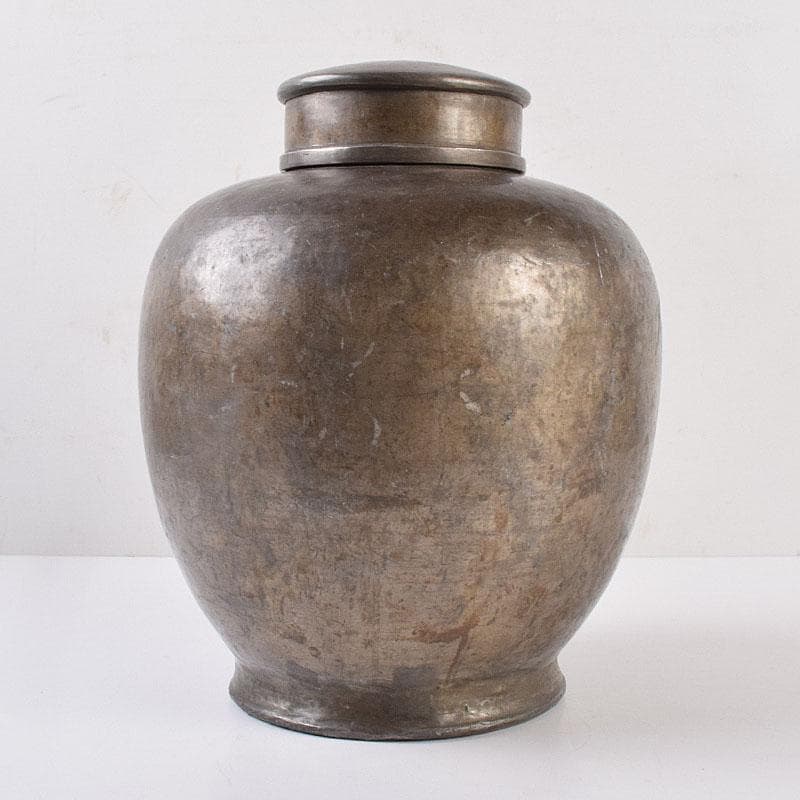 くろむ　古錫　鮎銅銘　大茶壷　茶心壷　重さ約1711ｇ　M　R8997H