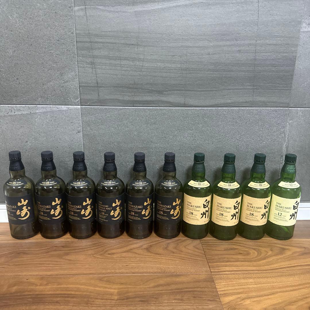 空き瓶10本セット★白州18年3本・山崎18年6本★白州12年1本★