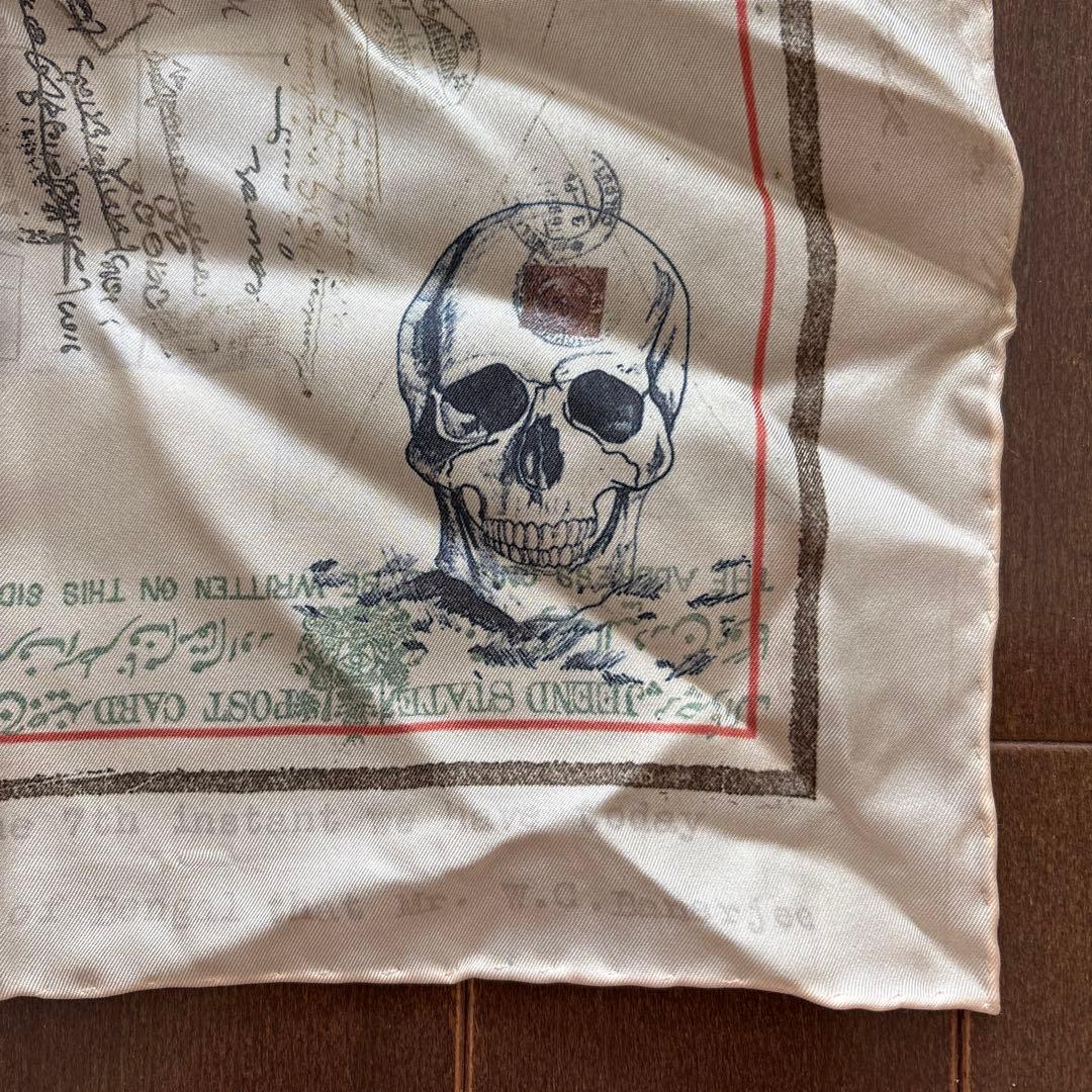 アレキサンダーマックイーン　シルクポケットチーフ　スカル　ミニスカーフ　虎　切手