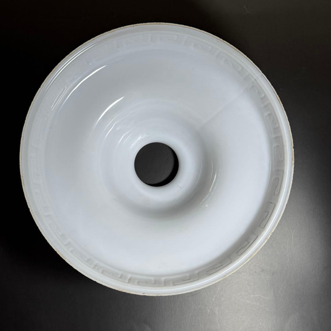 ◆希少 富士マーク入り乳白色電笠 雷文 大正〜昭和時代 戦前 和硝子◆