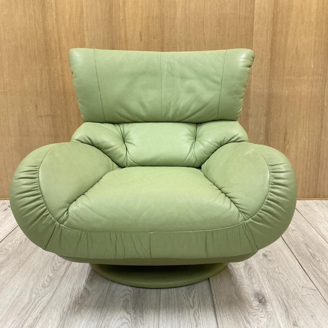 【カリモク】一人掛けソファ　回転式　1Pソファ　本革