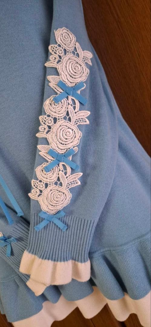 【新品】スーパービューティー ニットレース裾フリル チュニック 44 LL XL