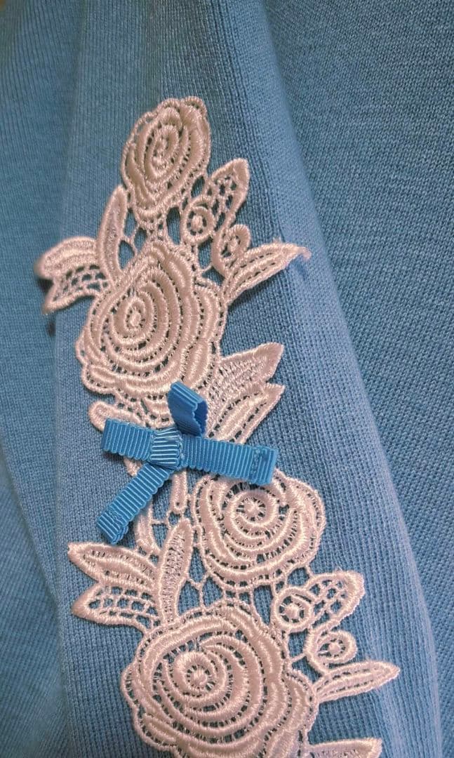 【新品】スーパービューティー ニットレース裾フリル チュニック 44 LL XL