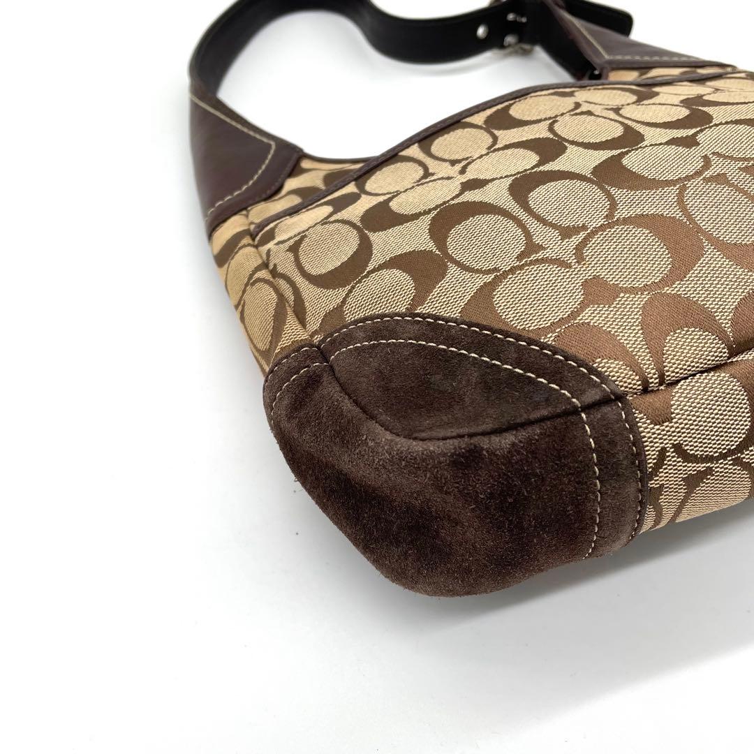 【極美品】コーチ　ワンショルダーバッグ　ジャッキー　ヘリテージ　シグネチャー　茶