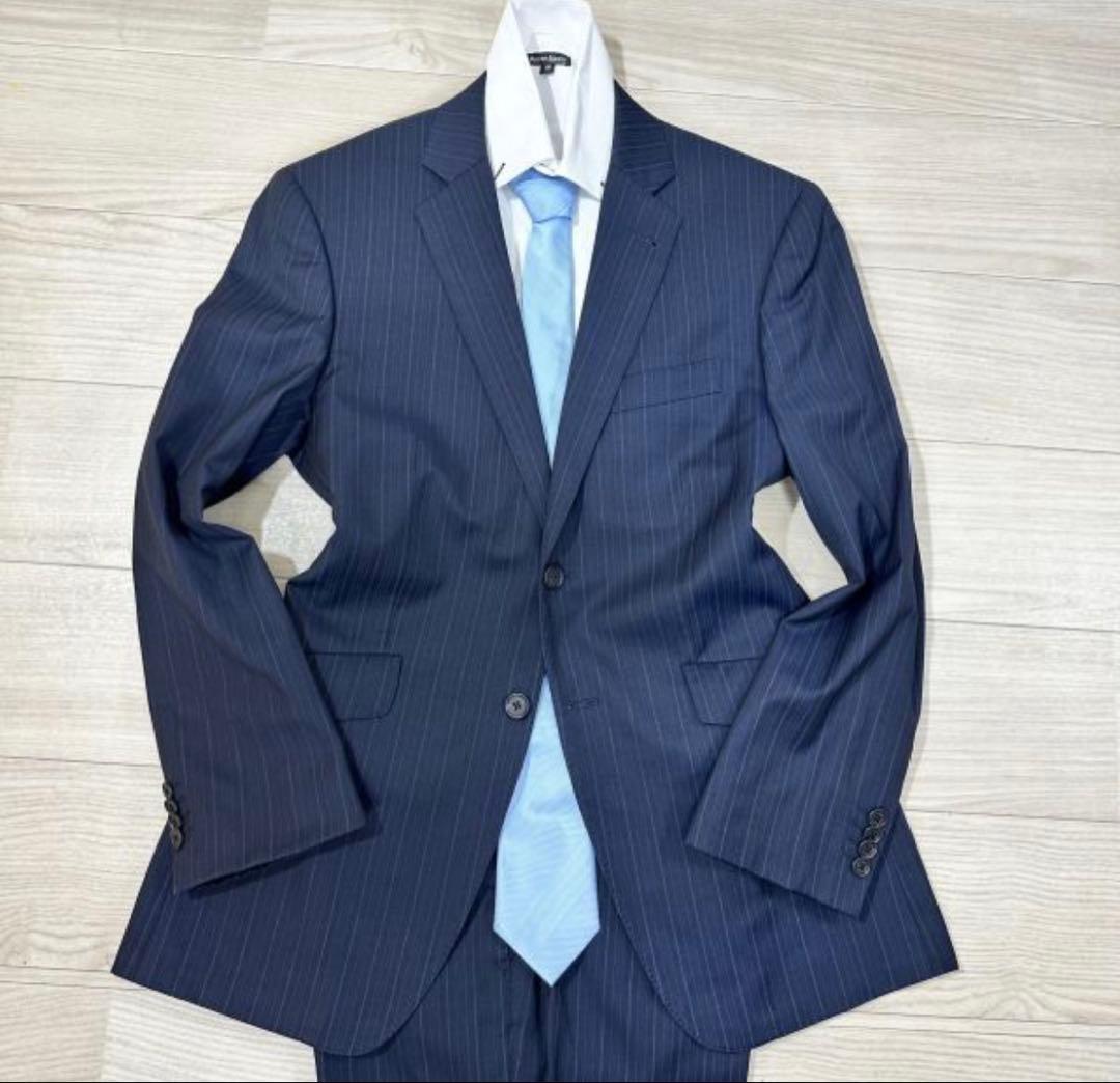 B*S様 美品 ポールスミス ネイビー ストライプ ビジネススーツ　MからLサイ