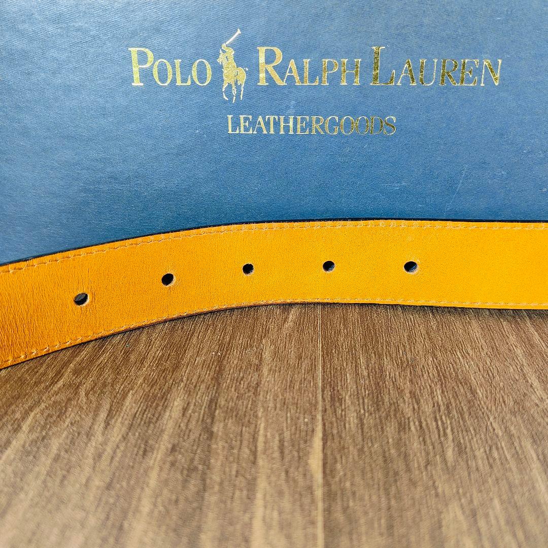 【新品未使用 箱付き】ポロラルフローレン　高級艶黒ドレスベルト　本革日本製正規品