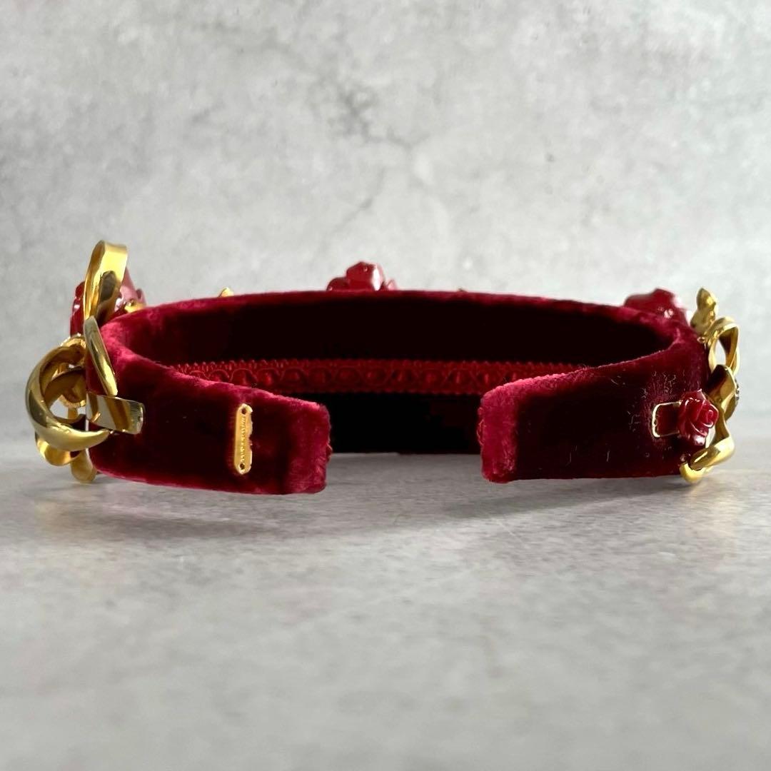 希少★ドルチェ＆ガッバーナ ベロア カチューシャ バラ ビジュー レディース 箱