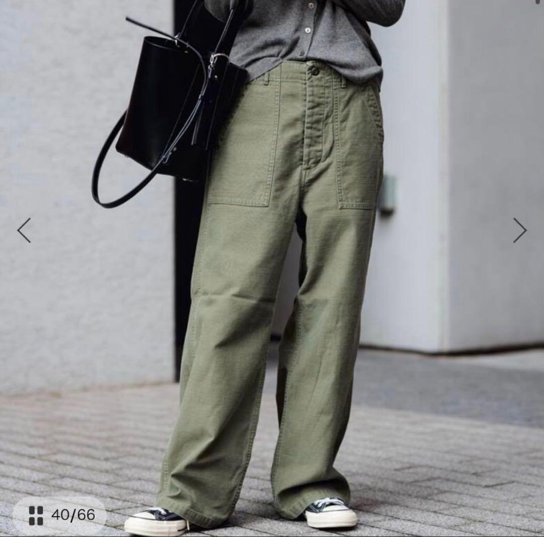 FRAMeWORK ミリタリースラブバックサテンベイカーパンツL