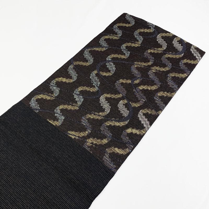 601my66◇岩井友見 日本舞踊家 岩井流宗元 両面 金銀箔糸 袋帯◇美品