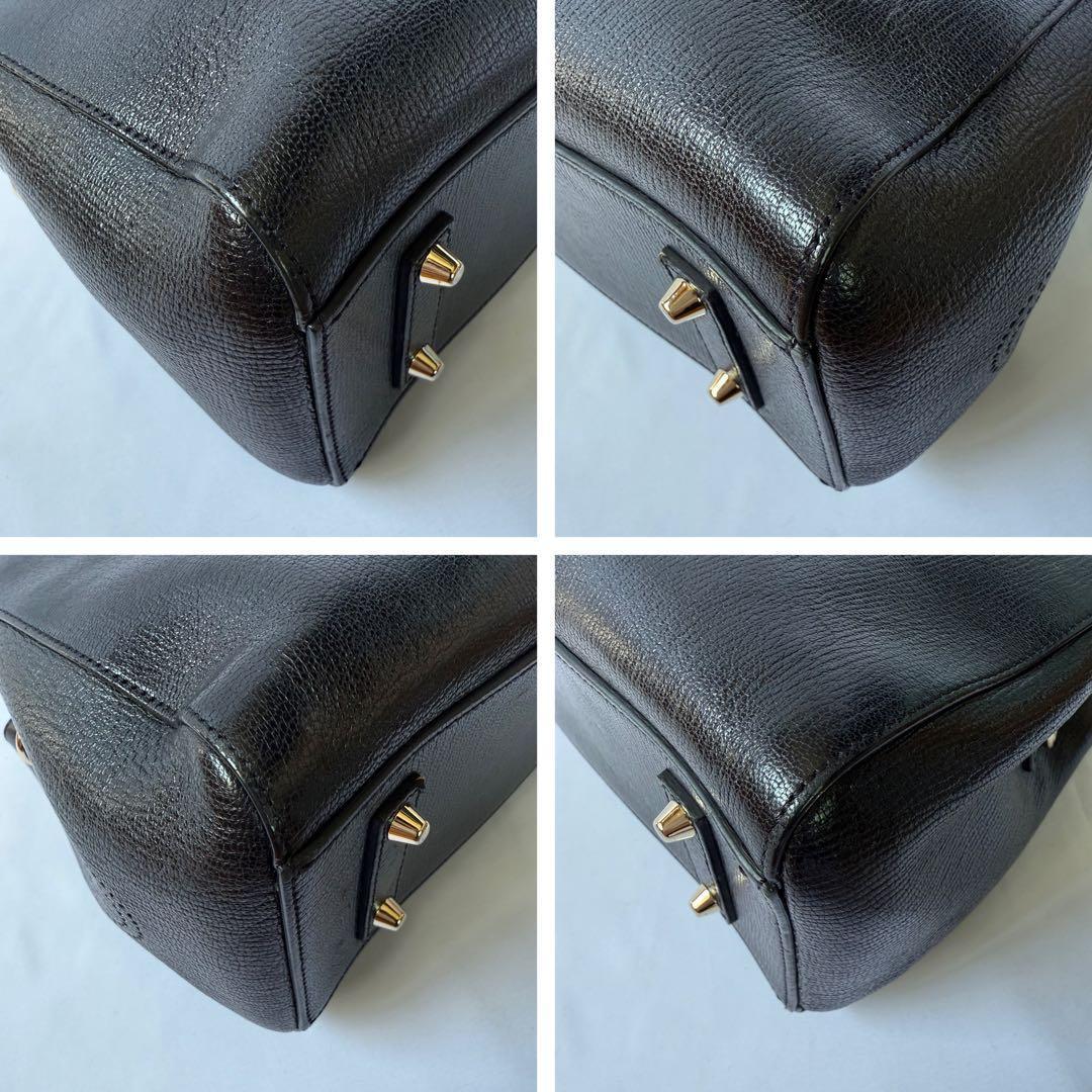 ANYA アニヤ 2way スマイリー パンチング ショルダー ハンドバッグ 黒