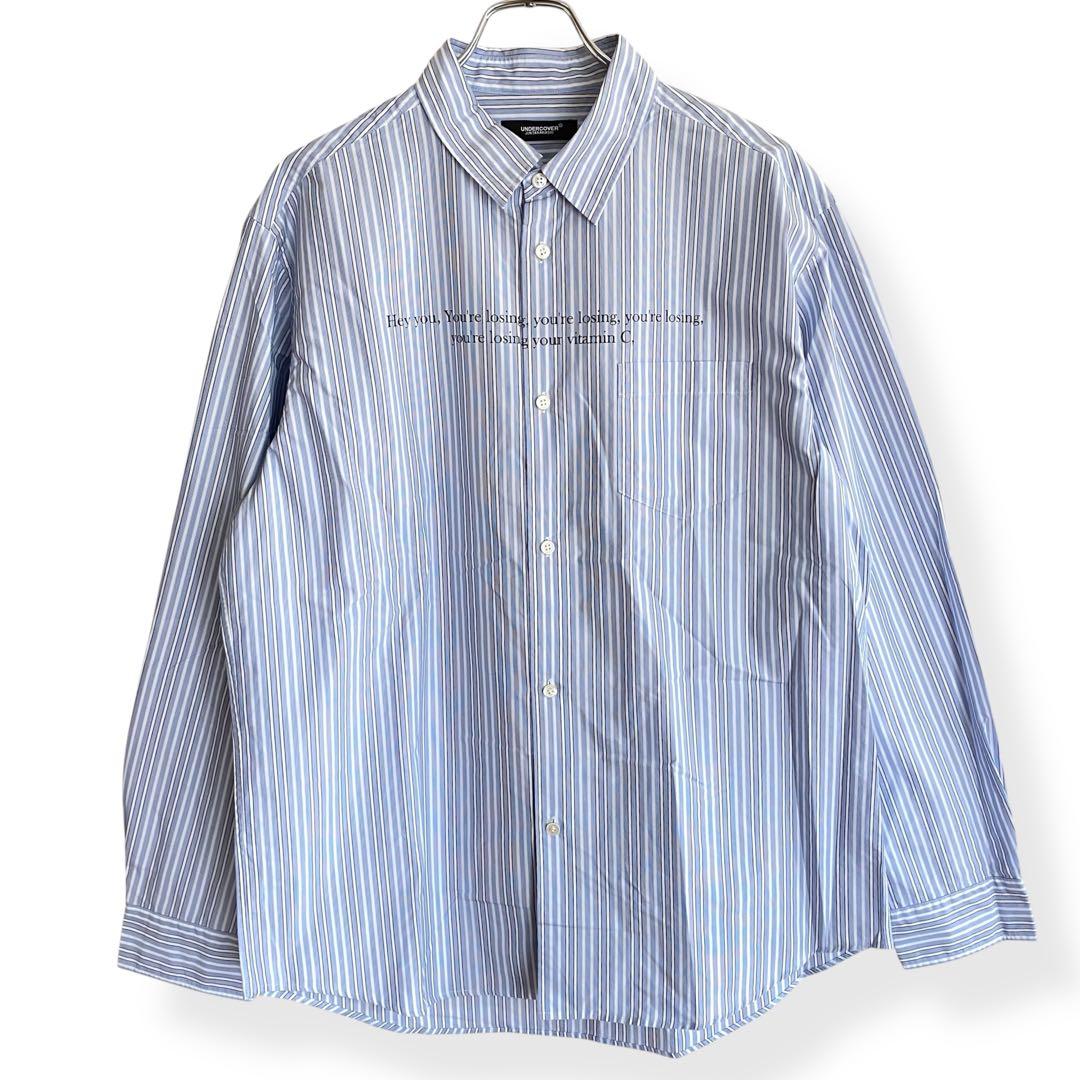 新品タグ付 アンダーカバー ストライプ フロントロゴ Yシャツ 633KZ