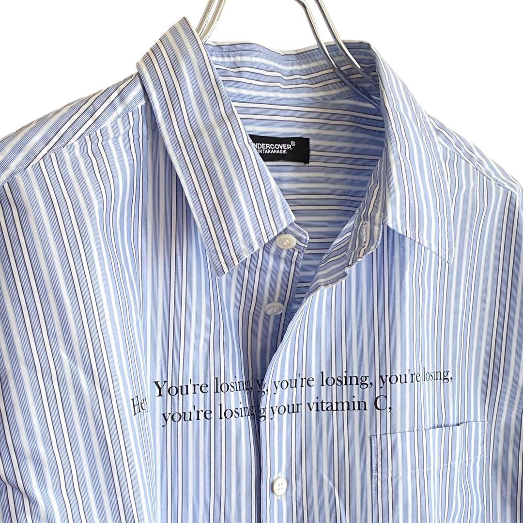 新品タグ付 アンダーカバー ストライプ フロントロゴ Yシャツ 633KZ