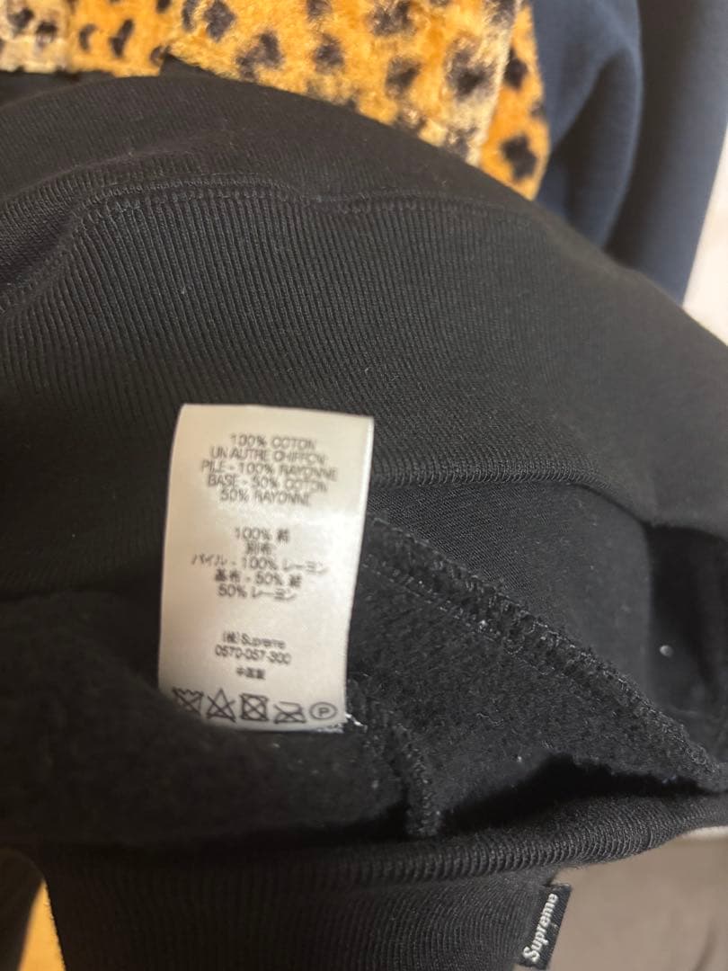 Supreme レオパード切替 ハーフジップ スウェット M ネイビー