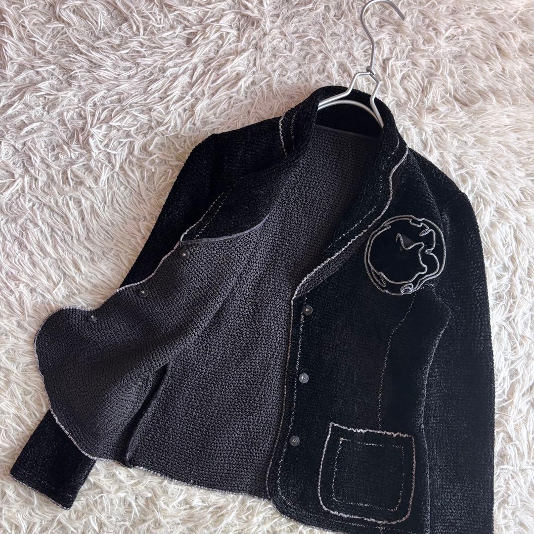 新品 ノコオーノ プリーツ ベロア コサージュ付き ジャケット 38