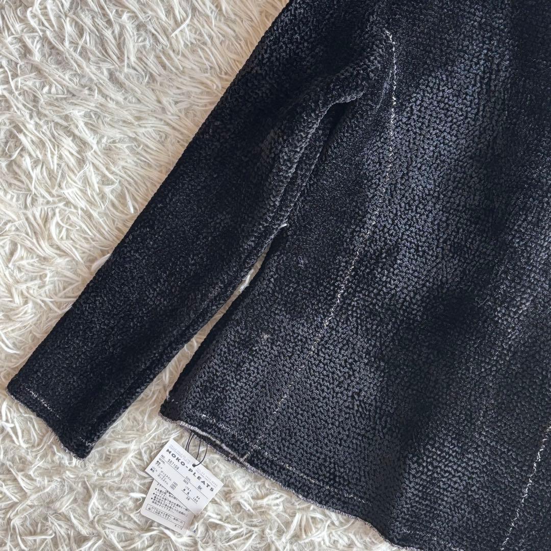 新品 ノコオーノ プリーツ ベロア コサージュ付き ジャケット 38