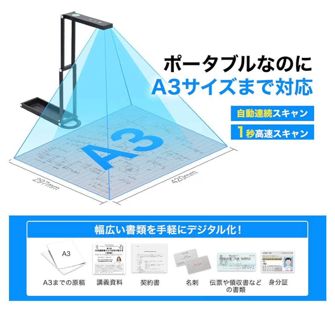 ⭐︎新品未使用⭐︎スキャナー ドキュメント　折りたたみ　小型　360°回転