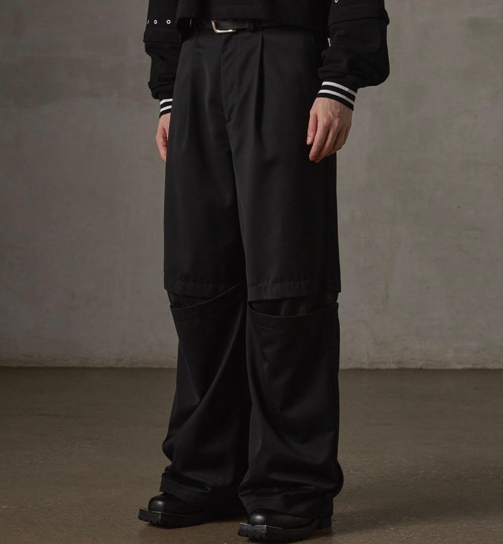 【GRANCY】 グランシー レイヤードスラックス 黒 2024ss