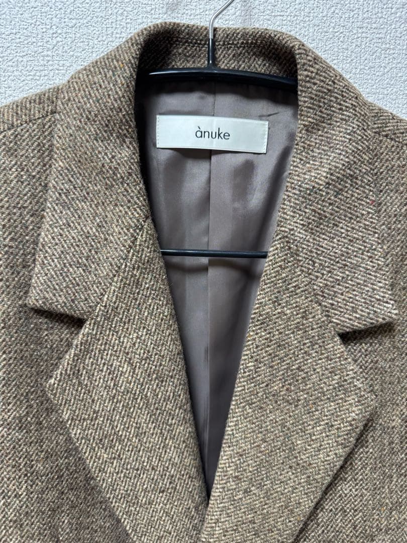 【新品】anuke ベージュHerringbone Wool Jacketタグ有