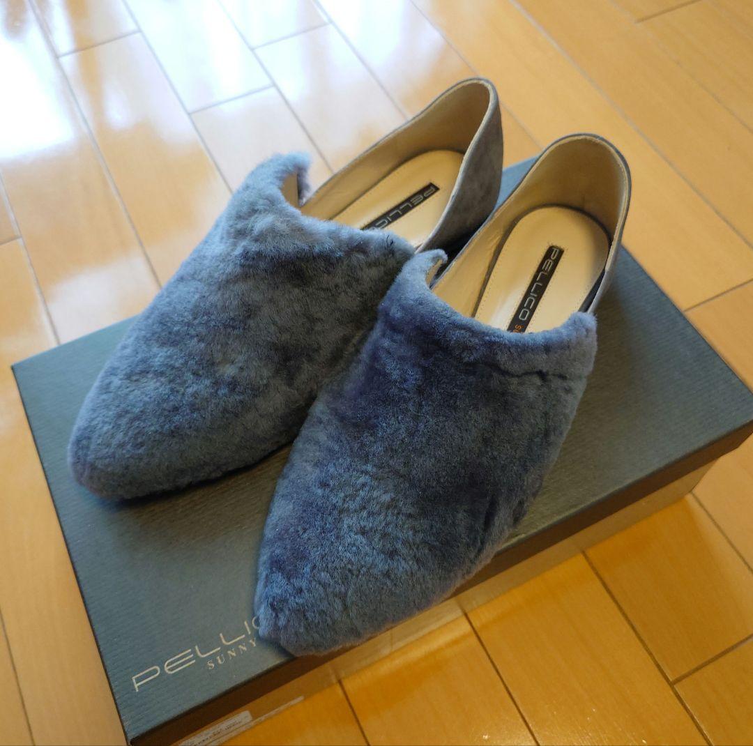 新品 PELLICO SUNNY ムートンバブーシュ グレー 35
