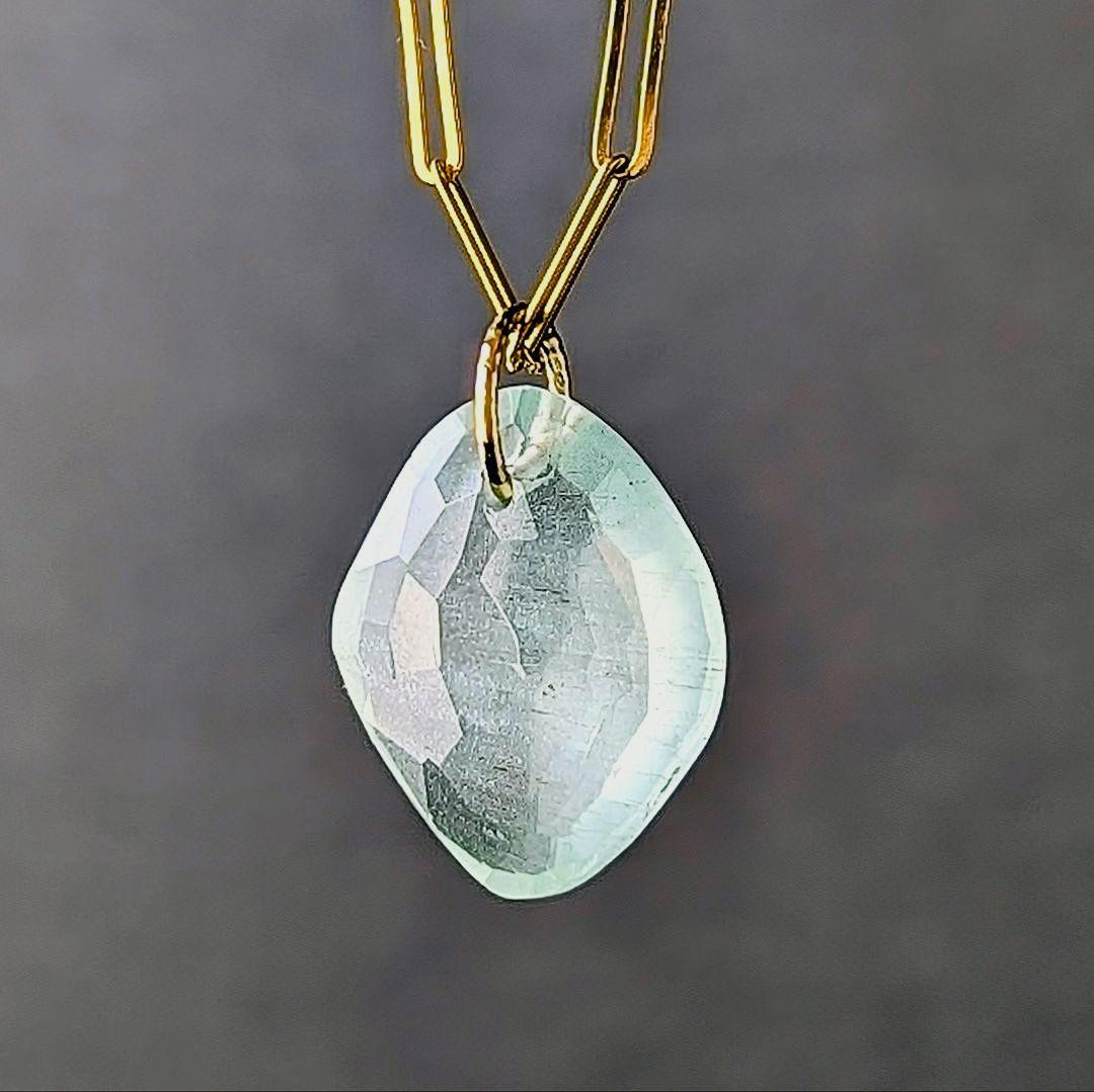 ♢miyumiyu♢K18 大粒アクアマリン ネックレスチャーム