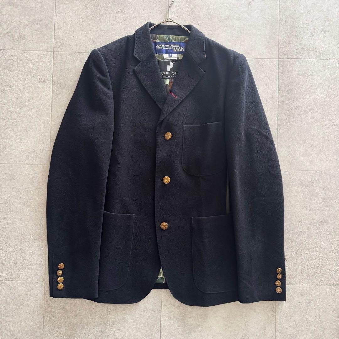 ジュンヤワタナベマン　AD2010　ジャケット　S　カシミヤ混　紺　金ボタン