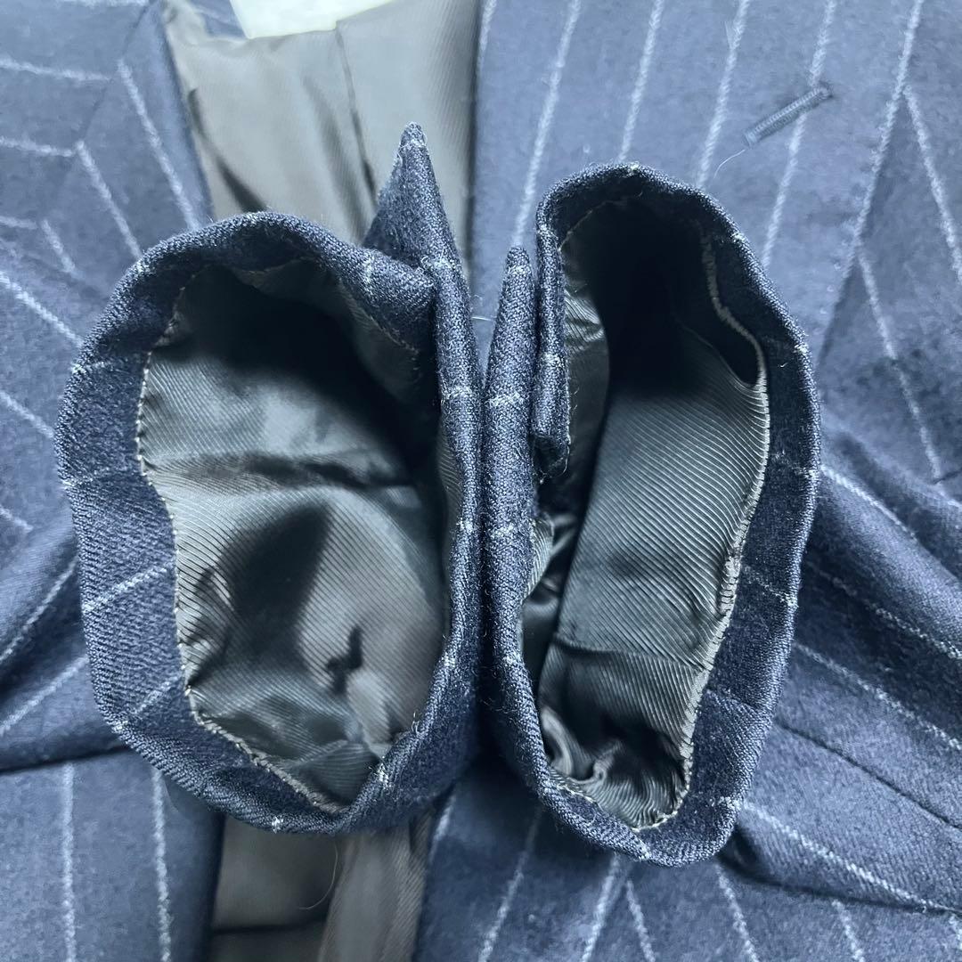 ゼルビーノ×マーリン テーラードジャケット ウール ダブル ストライプ 濃紺 冬