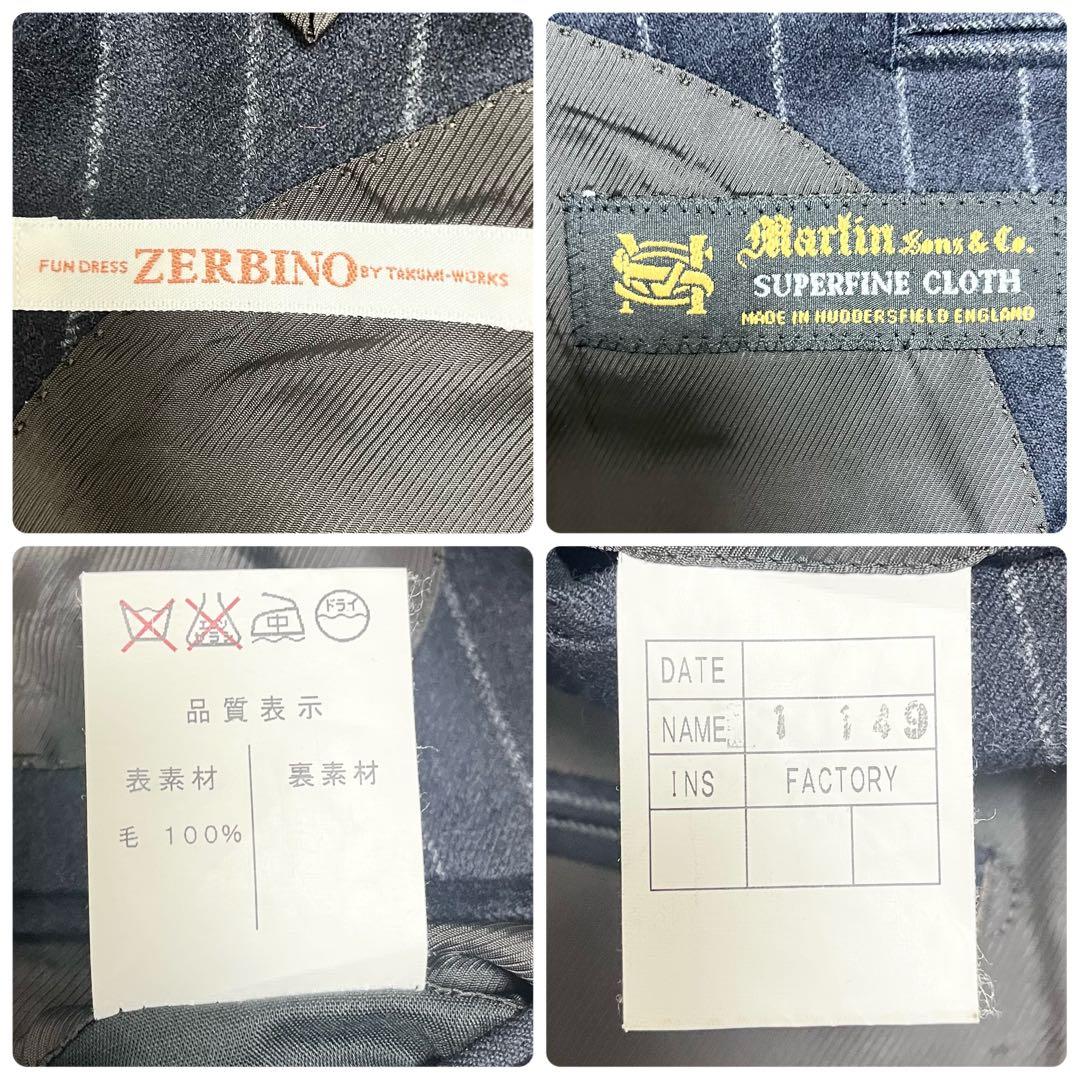 ゼルビーノ×マーリン テーラードジャケット ウール ダブル ストライプ 濃紺 冬