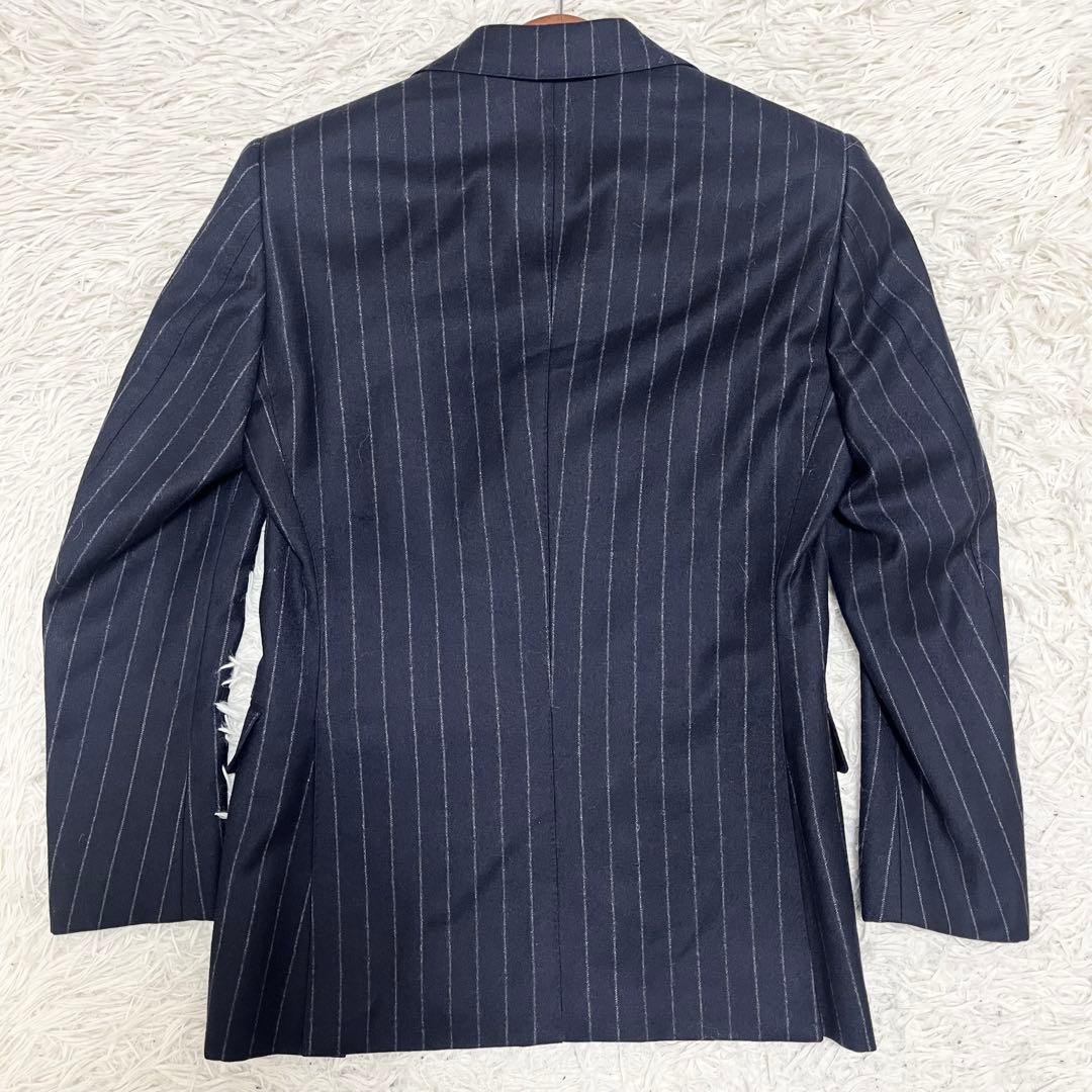ゼルビーノ×マーリン テーラードジャケット ウール ダブル ストライプ 濃紺 冬