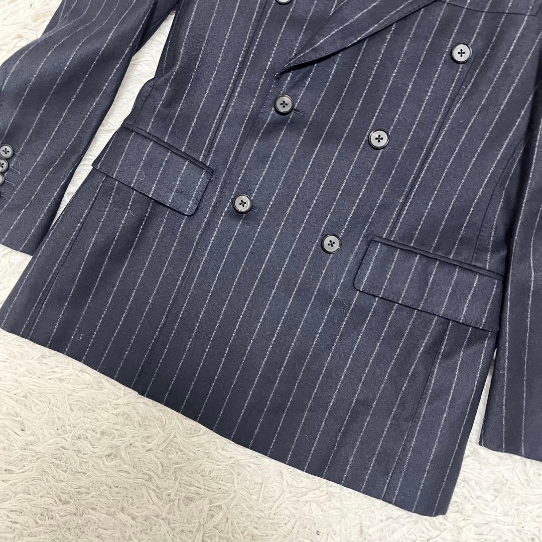 ゼルビーノ×マーリン テーラードジャケット ウール ダブル ストライプ 濃紺 冬