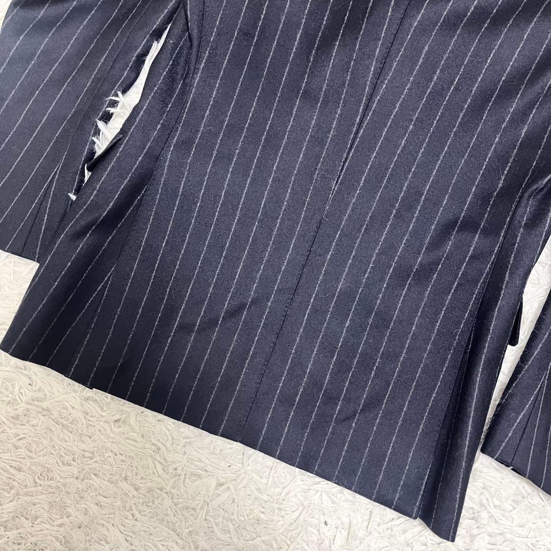 ゼルビーノ×マーリン テーラードジャケット ウール ダブル ストライプ 濃紺 冬