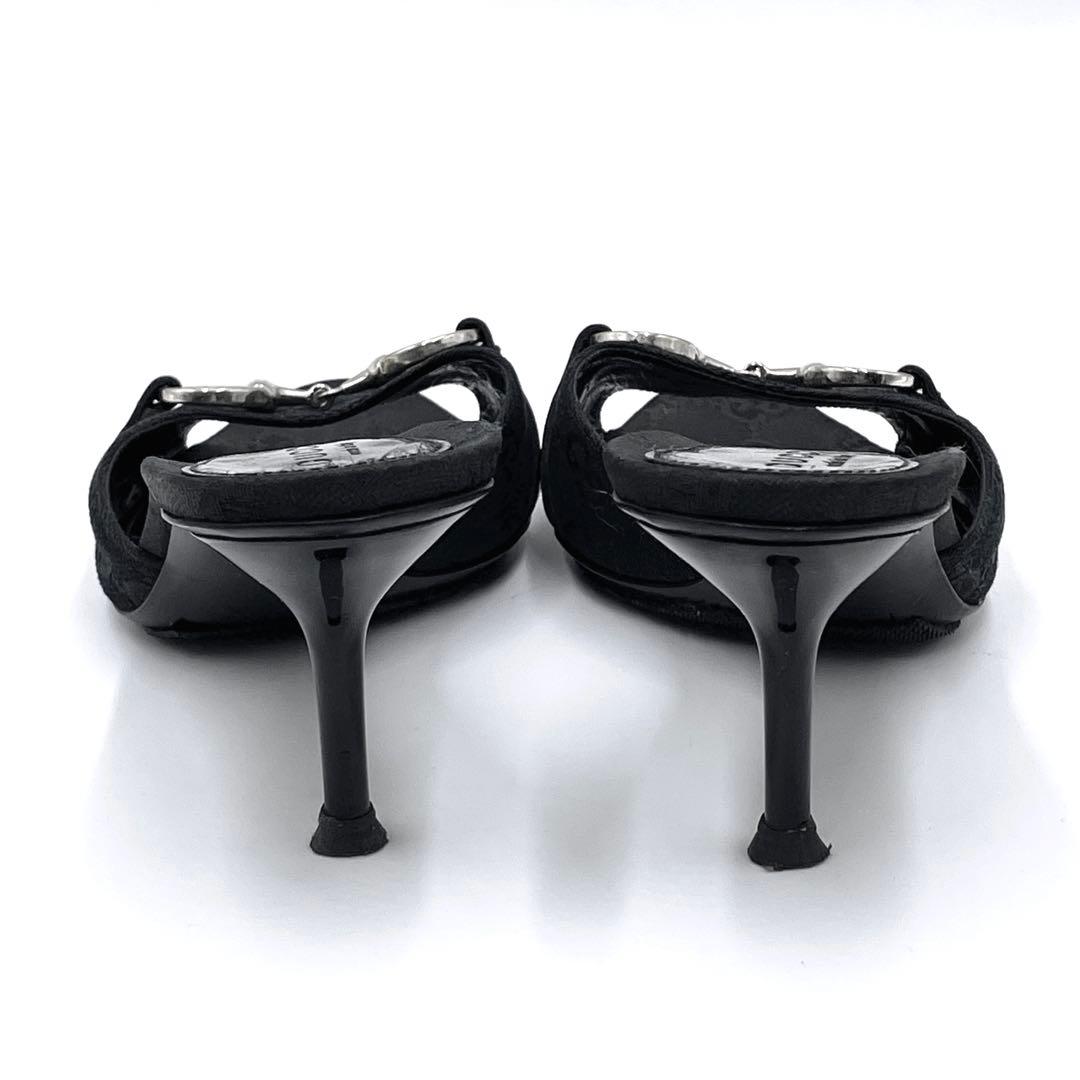 【良品】グッチ ホースビット サンダル ミュール サイズ35 GG ブラック