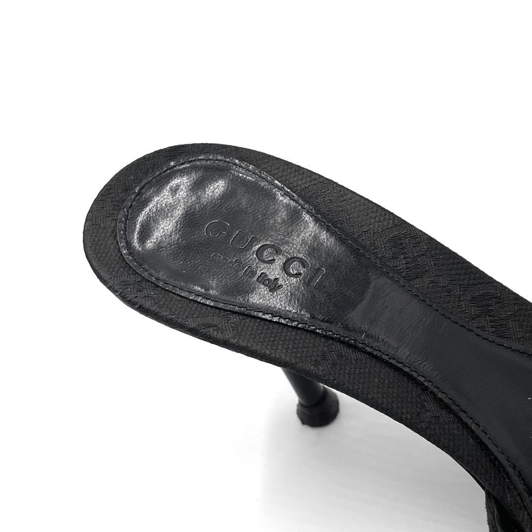 【良品】グッチ ホースビット サンダル ミュール サイズ35 GG ブラック