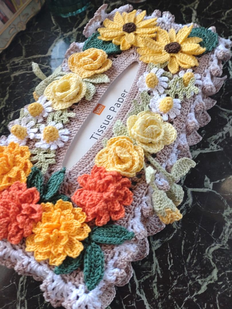 なおたくママ様ティッシュボックスカバーかぎ編インテリア生活道具レース編みドイリー