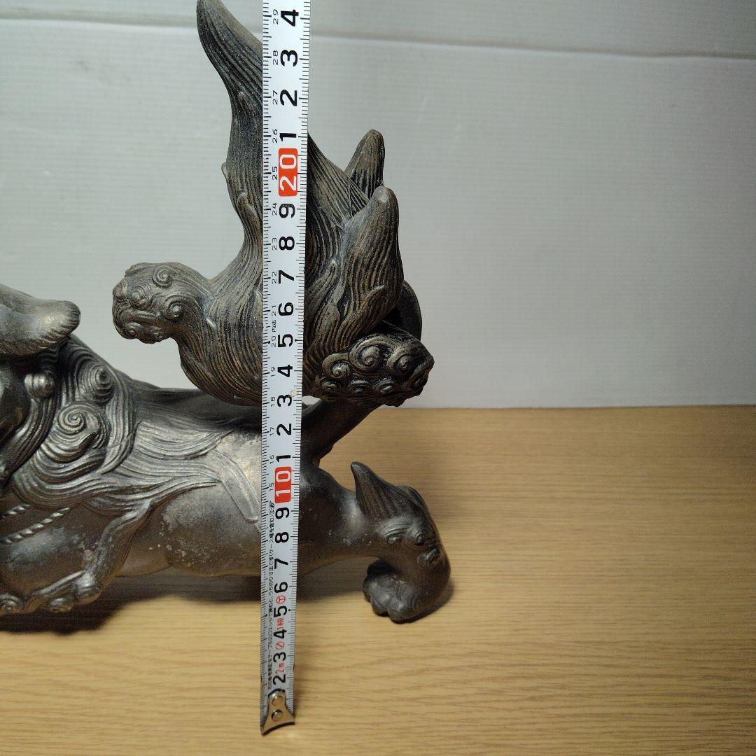 玉乗り銅獅子置物