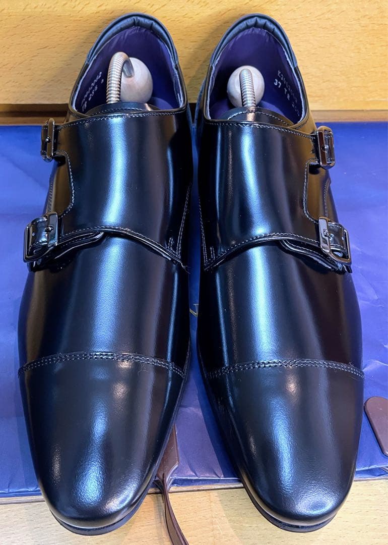 新品リーガルビジネスシューズダブルモンクストラップタフスクラッチレザー25.5