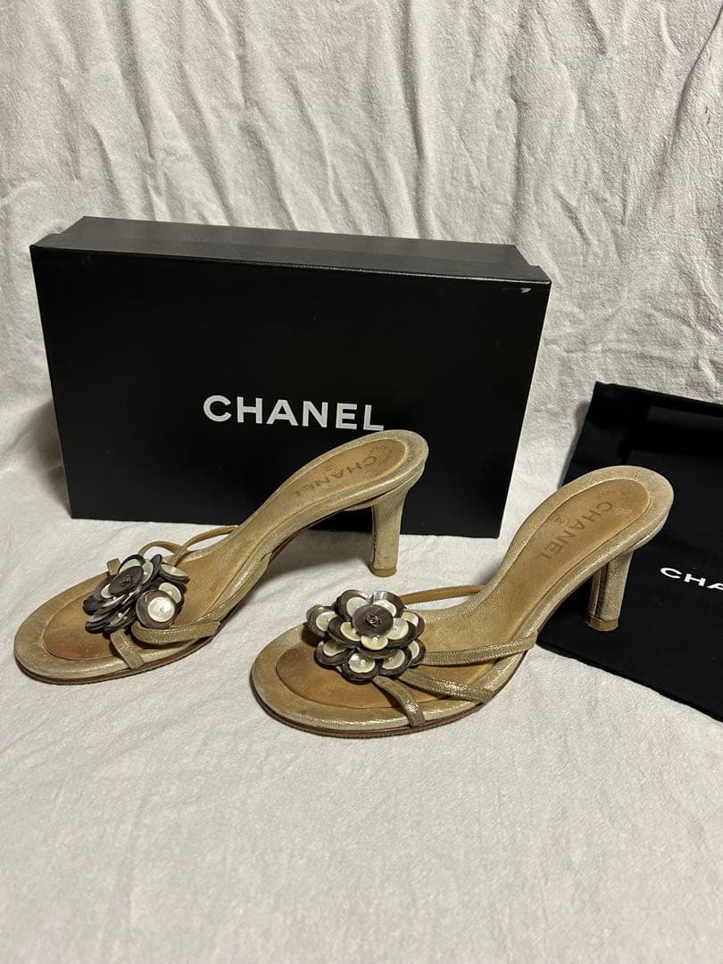 CHANEL シャネル　ミュール　ラメ&ココマーク　38