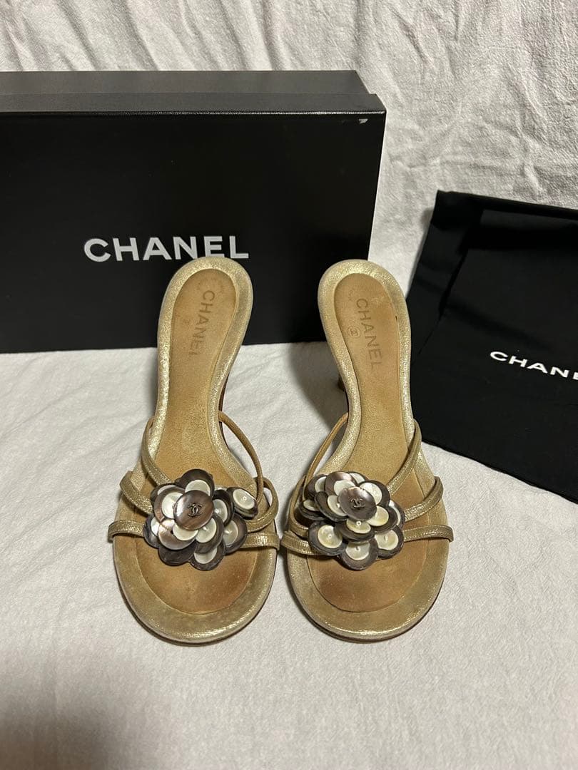CHANEL シャネル　ミュール　ラメ&ココマーク　38