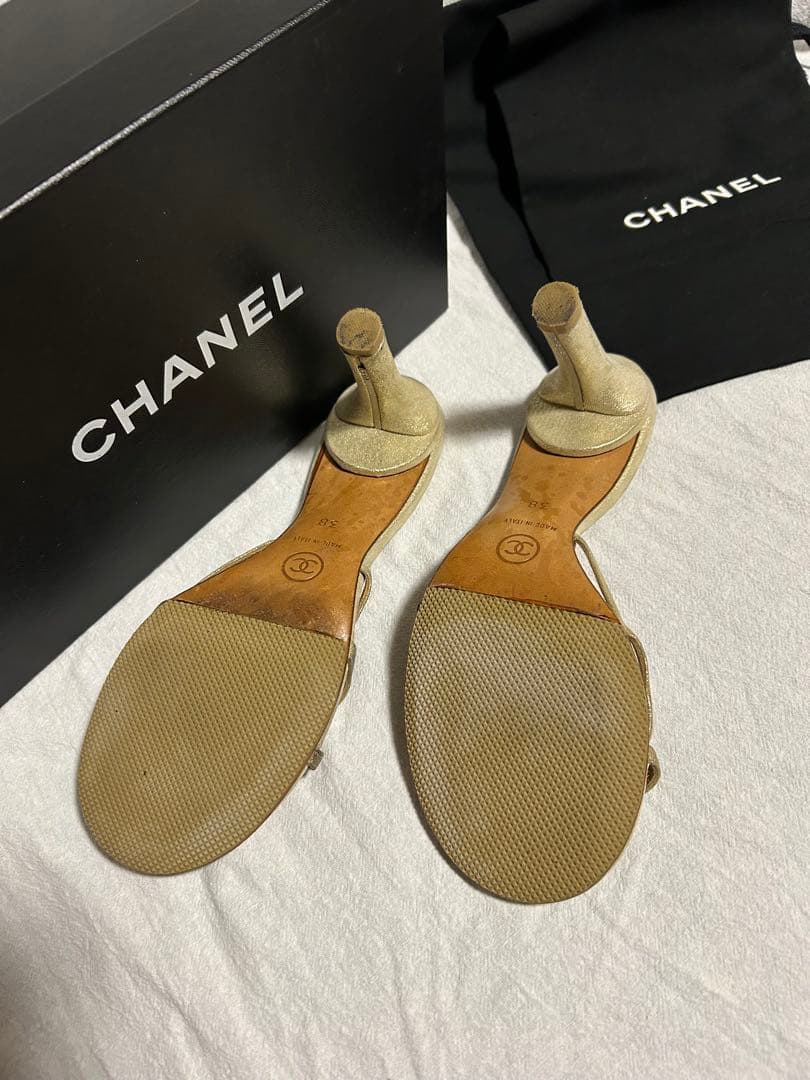 CHANEL シャネル　ミュール　ラメ&ココマーク　38