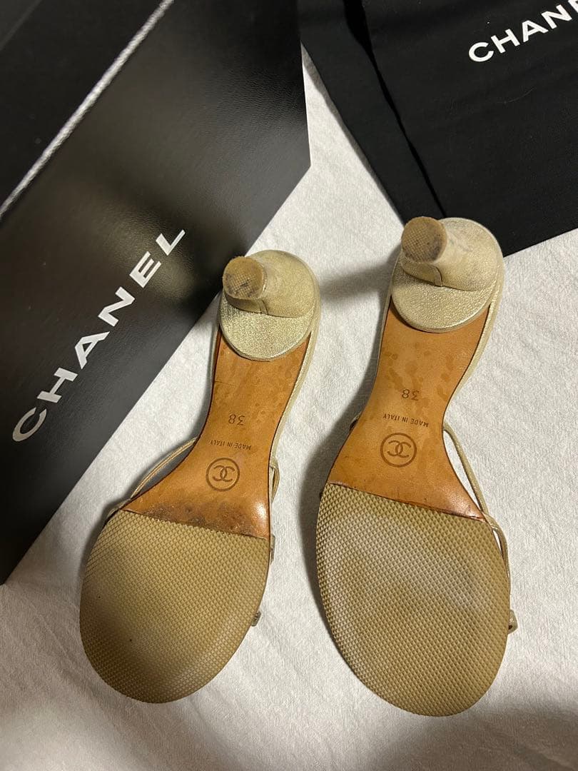 CHANEL シャネル　ミュール　ラメ&ココマーク　38