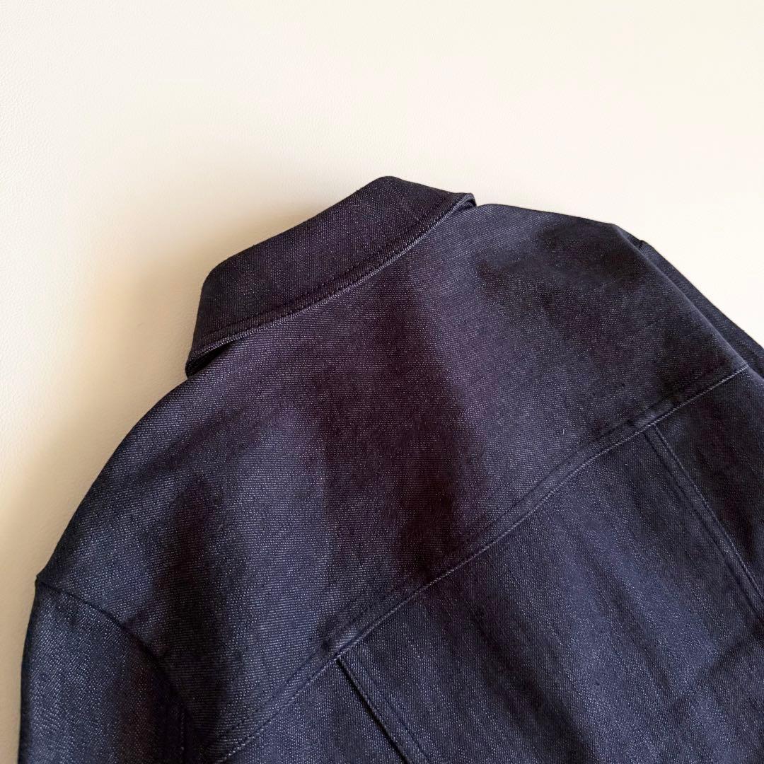 美品 【フォクシー】クロップド デニムジャケット メタルボタン ロゴパッチ 38