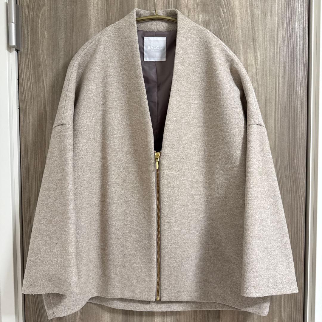 サロン アダム エ ロペ　ノーカラーウールコート