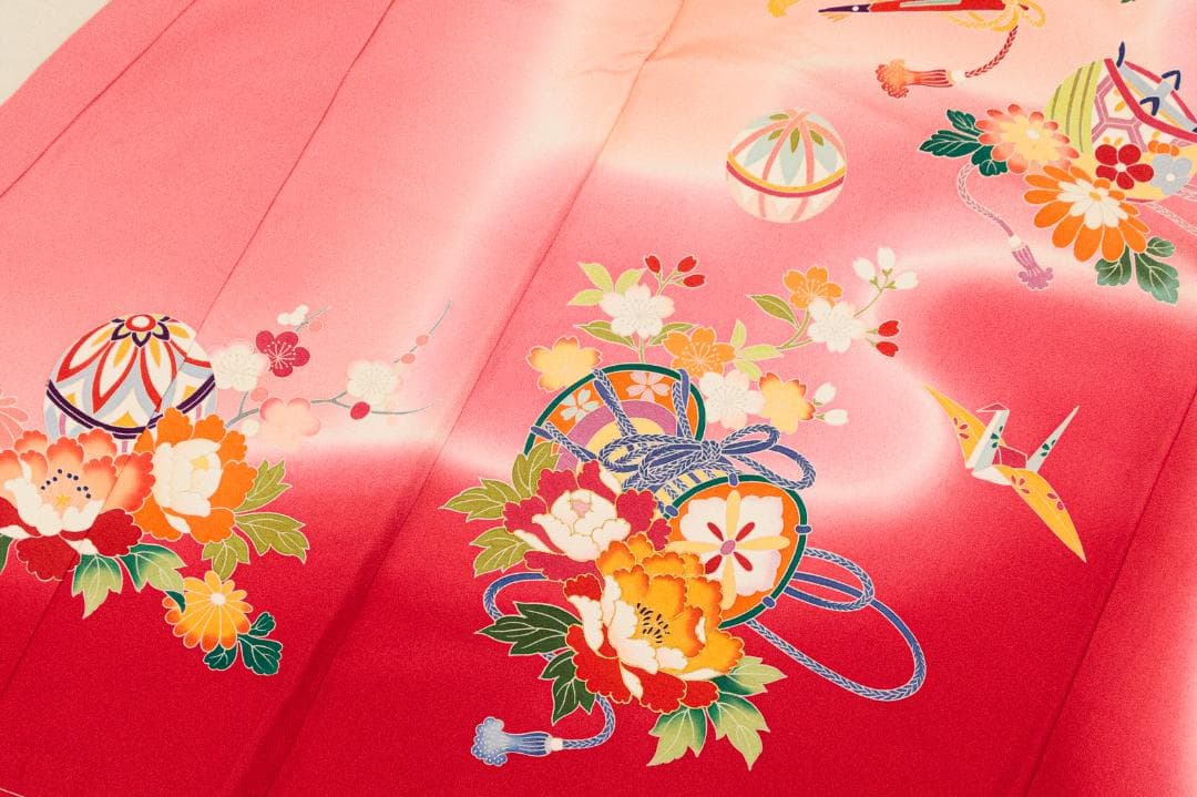 take新品最高級正絹産着京友禅手描き美術祝い四季花毬鼓古典上品遊び道具文