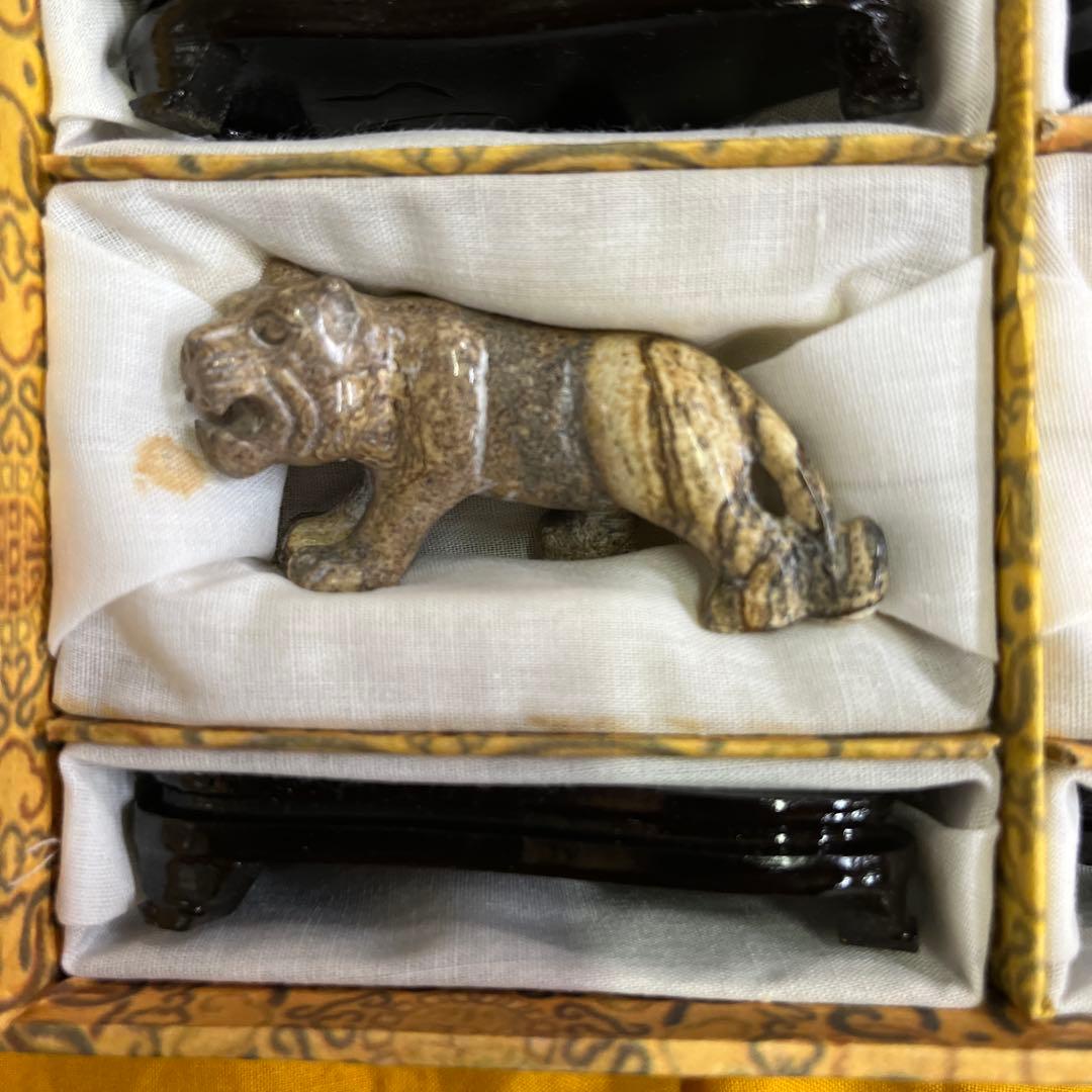 石製虎の置物セット 6個セット